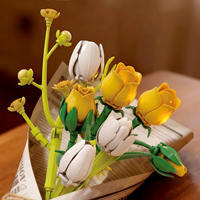 Ensemble de blocs de construction DIY pour bouquet de fleurs, roses, tournesols, tulipes, fleurs en briques, décoration de la maison, cadeau, jouet, vente en gros, jouets pour enfants 26111-26274