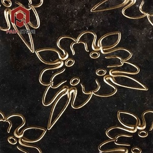 Hotel interior 3D Cnc tallado piedra caliza blanca Oro Negro decoración de pared azulejos mármol - Product Image 3