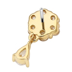 Histoires de piercing Bijoux de piercing hauts sans fil en or massif jaune 14 carats - Product Image 2