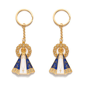 Llavero Portamonedas de Aleación de Zinc con Milagros Católicos, Virgen María, Concepción, Nossa Senhora Da Aparecida, Pedrería, Dorado, Luminoso - Product Image 1