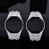 Ensemble bracelet et lunette de montre en acier inoxydable de luxe, sertis de diamants (testés au testeur), style 'Iced Out', pour hommes, compatible avec les montres Royal Pop