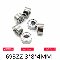 Roulement à billes à gorge profonde en acier chromé hybride céramique de haute précision 3x8x4mm S693zz, petit couple pour moulinet de pêche