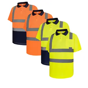 Kaus Polo visibilitas tinggi kaus keselamatan reflektif kaus kerja Polo kustom