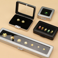 Couvercle en verre d'emballage de boîte de pierre précieuse de rectangle carré de luxe avec la boîte d'affichage de diamant de bijoux d'acier inoxydable d'éponge