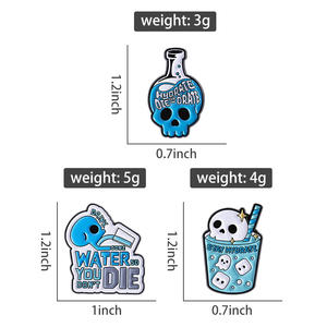 เข็มกลัดเคลือบรูปหัวกะโหลกเพื่อเตือนให้ความชุ่มชื้นเสมอดื่มน้ำได้มากขึ้นเครื่องประดับของขวัญสำหรับเพื่อนขายส่ง - Product Image 6