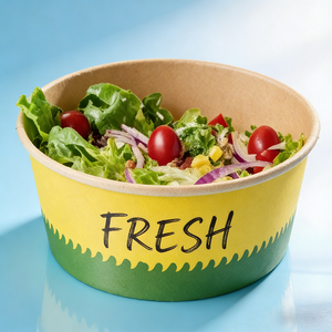 وعاء طعام ورقي مخصص للطباعة، صالح للطعام، يستخدم لمرة واحدة، مستطيل/دائري، لتعبئة السلطة والنودلز، مناسب للمطاعم - Product Image 3