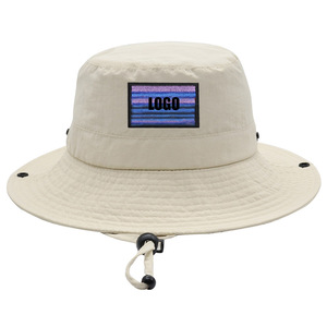 Chapeaux de soleil personnalisés Chapeau de pêcheur Boonie à large bord avec ficelle coupe-vent Chapeau de pêcheur personnalisé en nylon imperméable pour hommes - Product Image 2