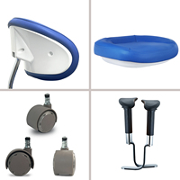 Tabouret dentaire ergonomique moderne en acier inoxydable avec commande de hauteur réglable par pédale, coussin en mousse à mémoire de forme, usage hospitalier