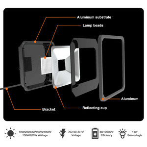 IP65 Waterproof 120 Beam Angle 3000K-6500K <strong>Color</strong> Temp 3-Year Warranty 100W/400W CRI 80 Aluminum Outdoor LED <strong>Floodlight</strong> for - Product Image 2