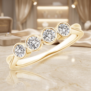 Anillo de compromiso y boda con diamante cultivado en laboratorio de talla cuadrada y engaste de cuatro piedras, en oro de 10K, 14K, 18K, plata de ley 925 y 935 - Product Image 1