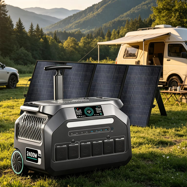 Portable IEE P2400 Power Station 2400W Camp Solar Generator 16 Output Ports 2048Wh APP Control with Lighting
