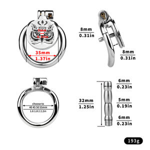 Built-in Flat <span class=keywords><strong>Male</strong></span> Metal Chastity Lock dengan pola burung hantu Dan kateter urin untuk pria Chastity Confinement Penis Cage - Product Image 6
