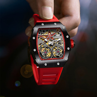 Reloj Mecánico Automático Onola 6829 para Hombre, Elegante, de Negocios, con Correa de Silicona, Impermeable, Transparente y Estilo Iced Out para Ocio