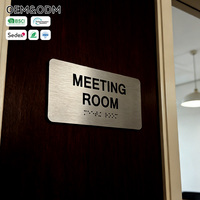 Plaques de nom en aluminium brossé 3D personnalisées, imprimées UV, bicolores, pour bureaux et salles de réunion, avec braille