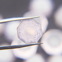 Pierre de cristal de quartz rose naturel octogonale 14x14mm, pierre libre rose pour collier et bague avec effet de jeu de couleurs/feu