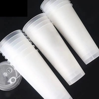 Vasos Desechables de Plástico PP para Té con Leche, 90 mm de Calibre, Comerciales, 700 ml, Mate, Moldeados por Inyección, para Bebidas Frías para Llevar