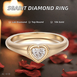 Anillo de Oro Amarillo con Diamante Corte Corazón, Joyería Romántica de Compromiso para Mujer - Product Image 2
