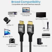 Câble HDTV vers HDTV plaqué or 8K 60hz 4K 120Hz 2.1 Câble vidéo TV Movil a TV Kabel 3D Cavo