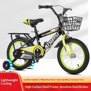Vélo pour enfants de 3 à 6 ans, garçons et filles, roues clignotantes de <span class=keywords><strong>12</strong></span> <span class=keywords><strong>pouces</strong></span>, roues d'apprentissage, panier avec frein V, fourche à suspension - Product Image 4