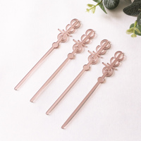 Agitateurs à cocktail en acrylique miroir or rose avec logo laser, agitateurs à boisson découpés au laser pour décoration de mariage, bâtonnets à mélanger