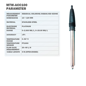 MTW-ACC100 เซ็นเซอร์วัดอุณหภูมิแบบไม่มีเมมเบรนชนิดโอโซนคลอรีนตกค้าง รุ่น YA-26-2 OEM สแตนเลสสตีล Pt1000 ช่วงการวัดอุณหภูมิ 20-40 องศาเซลเซียส - Product Image 4
