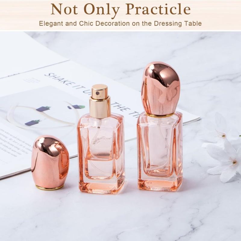 High Quality Pink Rectangular Perfume Dispenser Glass Perfume Bottles 30ml  50ml 100ml Spray Glass Perfume Bottle With Lid