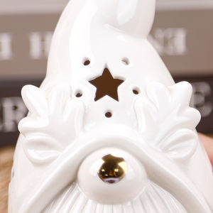 Redeco graziosi ornamenti elfo in ceramica ornamento gnomo in ceramica bianca con luci a Led per regali decorazione domestica - Product Image 4