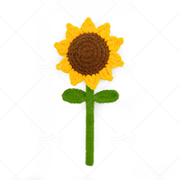 Nouveau bouquet de fleurs artificielles en velours fait main au crochet, tournesol et rose, pour la décoration de la maison et les cadeaux de mariage