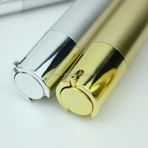 Botella de Loción Acrílica con Bomba de Cepillo Bloqueadora de Luz Cosmética para Sérum para el Cuidado de la Piel, Cilindro Galvanizado en Oro - Product Image 2