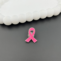 Logo personnalisé sensibilisation cancer du sein rose noir ruban métal insigne doux épinglette