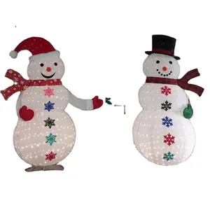 60-Inch Snowman Christmas Decoration New Design Fabric Iron Polyester With LED Lights For School Diwali Father's Day Easter