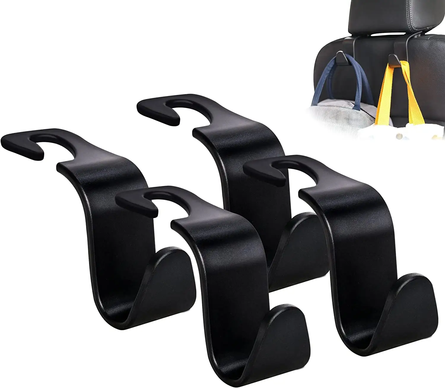 Car Seat Headrest Hook 4 Pack Hanger Storage Organizer Universal for Handbag Purse Coat Fit Universal Vehicle Car