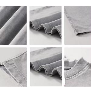 T-shirt de sport unisexe surdimensionné tendance, coupe personnalisée, manches courtes, tricoté, 100% coton, impression, t-shirt musculaire, délavage acide - Product Image 3