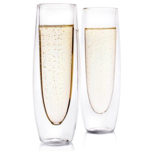 Double Paroi Borosilicate <span class=keywords><strong>Sans</strong></span> <span class=keywords><strong>Pied</strong></span> Champagne <span class=keywords><strong>Flûtes</strong></span> En Verre Pour Mariage - Product Image 3