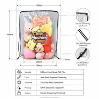 Individuelle große transparente PVC-Puppentasche mit schwarzem Zugband für Kindergeburtstag, Weihnachten, Feiertagsgeschenk, Überraschung