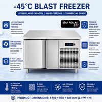 Commerciële enkele deur roestvrij staal 6-tray werkbank-45 ° C ontploffing vriezer chiller vriezer voor vlees zeevruchten bakkerij fruit gebruik
