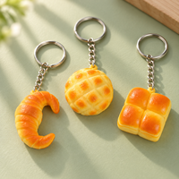 Porte-clés jouet anti-stress en PU, simulation réaliste de pain (croissant, pain ananas, baguette), à remontée lente, à presser, pour sac, cadeaux