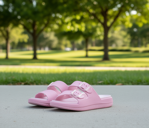 Sandali EVA a Doppia Fascia Rosa Taglia 22 Comodi Estivi Slip-On con Punta Aperta Scarpe Casual - Product Image 2