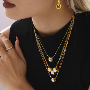 Juego de Joyería de Acero Inoxidable con Baño de Oro, Aretes y Collares para Mujer, Accesorios de Lente Cruzada que No se Destiñen, Tendencia - Product Image 1