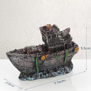 Ornement de résine PKY en forme de navire en ruine, décoration d'aquarium, bateau coulé creux, sous-marin, avion, grotte cachette pour poissons, aquarium - Product Image 2