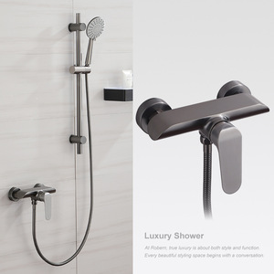 Minimalist Shower Set Rain <b>Spray</b> Round Head Ceramic Valve Single Handle Bathroom Faucet - Product Image 4