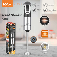 Batidora de Inmersión RAF 400W R.3105, Eje Largo de Acero Inoxidable, Cuchilla de 4 Aspas con Recubrimiento de Cobre, Fácil de Limpiar, para Mezclar y Picar Alimentos