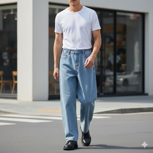 กางเกงยีนส์ทรงหลวมผู้ชายราคาสุดคุ้ม คลาสสิค เดนิม เอสเลจ ทรงตรง - Product Image 1