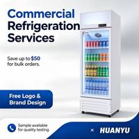 Vitrine réfrigérée commerciale à porte vitrée pour boissons, avec logo personnalisé, éclairage LED, refroidissement direct, sans givre