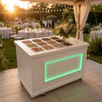 Chariot à bonbons blanc moderne et compact pour mariages et fêtes, présentoir pliable en bois pour desserts et snacks, en promotion