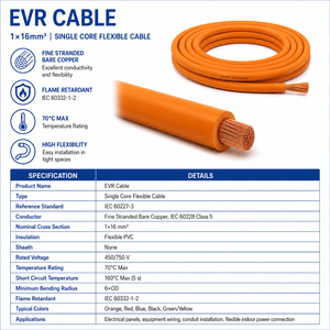 Cavo Inverter Batteria Huaqi Ultra Flessibile <span class=keywords><strong>EVR</strong></span> 1x16mm 4 AWG Monopolare in Rame XLPE per Automotive, Facile Installazione, per Motori Compatti - Product Image 2
