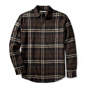 Customise Logo Long Sleeve Flannel <b>Shirt</b> Men Fashion Design Casual Fabric Plaid <b>Shirts</b> - Product Image 1