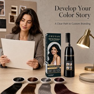 Crème colorante permanente pour cheveux à l'extrait d'herbes naturelles avec peigne applicateur facile, prix d'usine, qualité professionnelle - Product Image 1