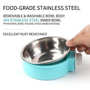 Hanging Rounded Stainless Steel Pet Bowl Food & Water Dish for <b>Cage</b> Dogs and <b>Cats</b> Feeding Accessory Dropshipping - Product Image 2