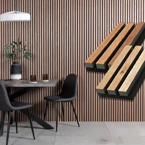 Panel dinding kedap suara Mdf panel bulu akustik dinding berlapis kayu untuk dekorasi Interior